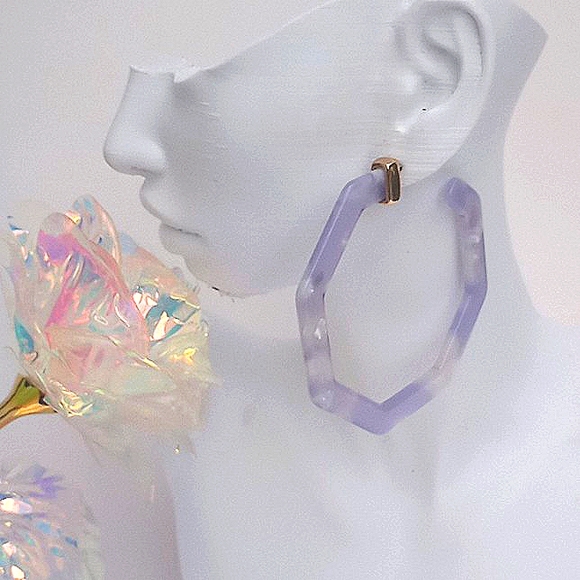Acrylic Hoop Earrings - Picture 1 of 8
